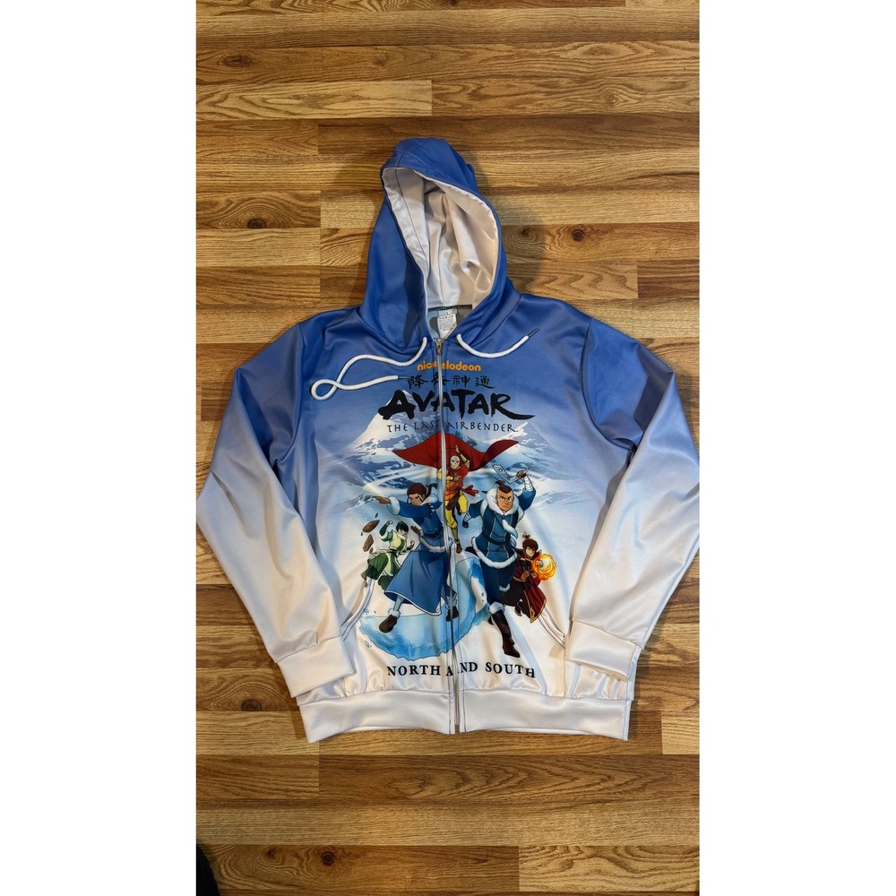 Avatar The Last Airbender Nickelodeon North and South Blue Ombre Zip Hoodie L